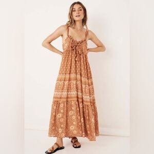 Spell Tan Maxi Dress with Patterns